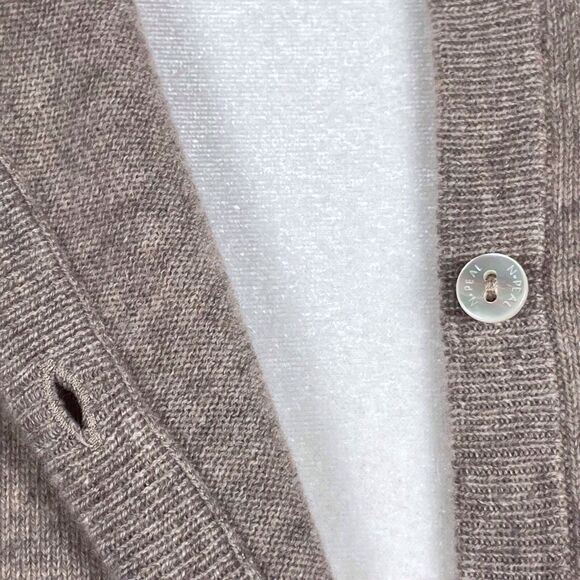 N.PEAL LONDON Olivia Round Neck Cardigan Size Large Organic Cashmere Brown Beige - Picture 7 of 16